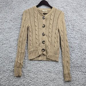 Old Navy Womens Cable Knit Button Cardigan Sweater Size S Brown Y2K Cozy Classic